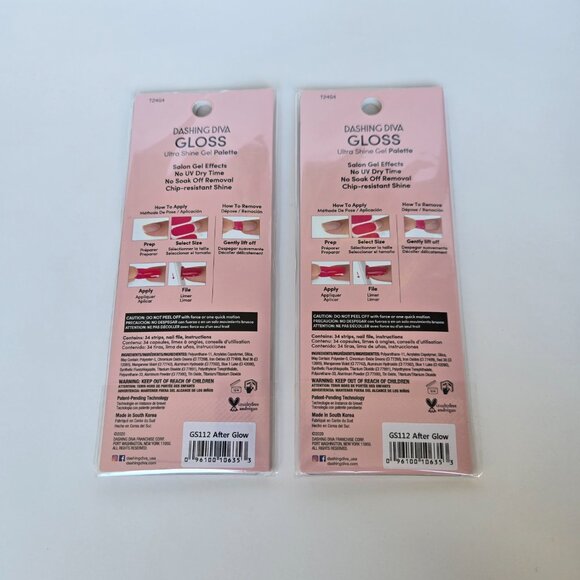 NEW Sealed Dashing Diva Gloss Nail Gel Strips Set of 2 After Glow - Picture 2 of 2